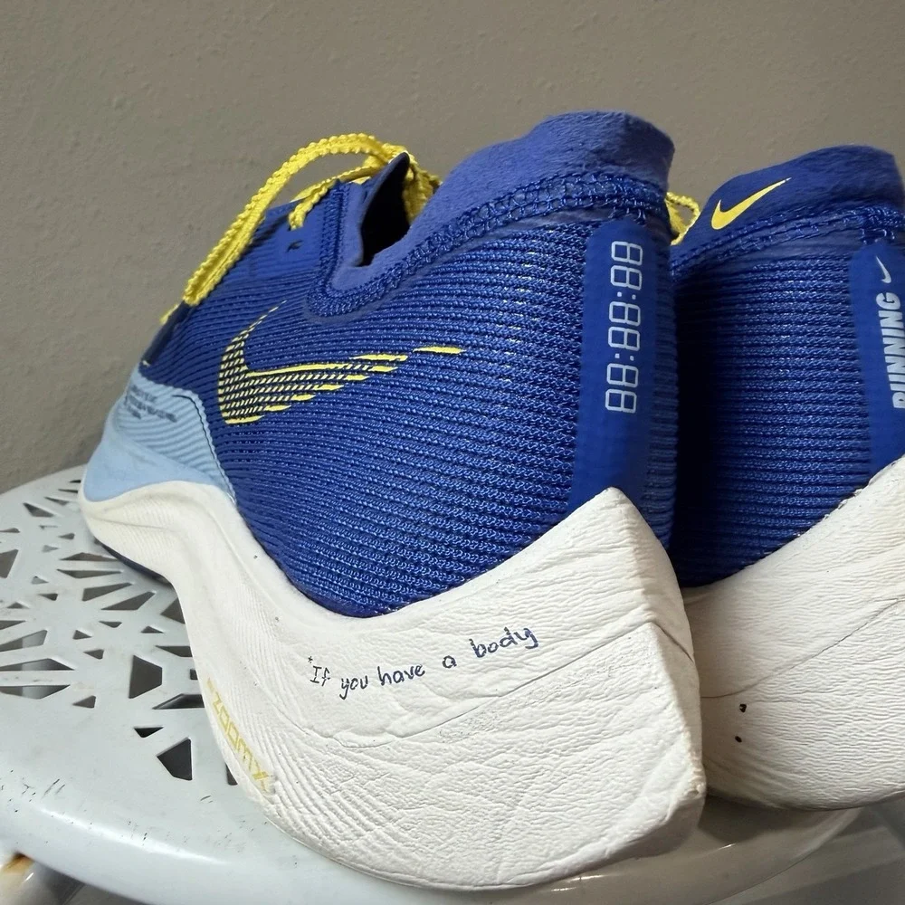 Nike ZoomX VaporFly NEXT% 2 2021 Mens Size 10.5 Blue Yellow White SAMPLE